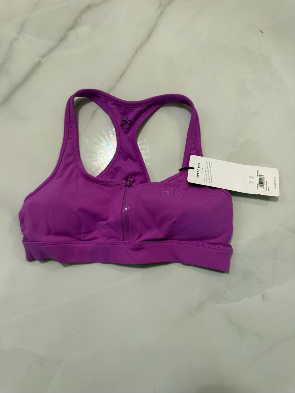 ALO Yoga Front-Zip Racerback Sports Bra Electric Violet NWT Speed bra Small